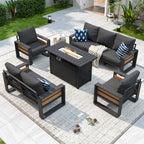 aoxun aluminum patio furniture set with fire pit, main product view