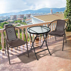 VINGLI PE Rattan Outdoor Dining Chairs Set of 4, Plastic Stackable Patio Chairs for Indoor, Porch, Restaurant, Garden, Brown