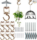 ONIKK Ceiling Hooks for Hanging Plants (6 PCS Gold), Heavy Duty Metal Plant Hooks, Screw in Hooks for Hanging Birdfeeders, Lamps, Planters, Indoor Outdoor Wall Baskets Hooks up to 33 lbs