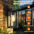 2-Pack Outdoor Wall Lantern, Exterior Waterproof Wall Sconce Light Fixtures, Black Outside Wall Lights with Clear Glass for House, Porch, Front Door, Garage, Patio, Bulbs Not Included