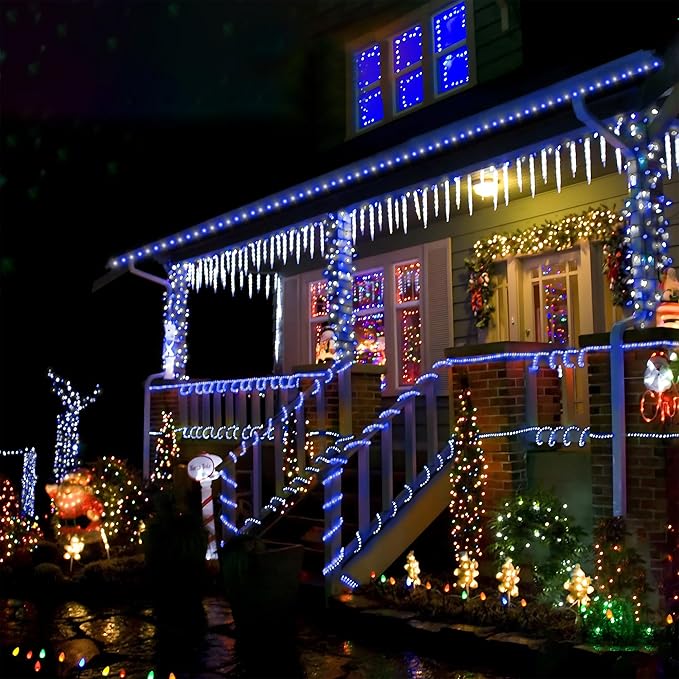150ft LED Rope Lights Outdoor, 1080 LED Connectable and Flexible Tube Lights with 8 Modes, Waterproof LED Rope Lighting for Garden Patio Bedroom Party Pool Indoor Outdoor Christmas Decor (White&Blue)