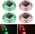 VOLISUN Solar Driveway Marker Lights Dock Marine Led Deck Outdoor 4 Pack | 2 Colors in 1,Solar Powered Waterproof Warning Step Lights for Pathway Garden Sidewalk(White/Warm White)