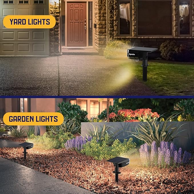 Kyosho Solar Outdoor Lights Waterproof IP67, 38 LEDs Solar Spot Lights Outdoor, 2-in-1 Landscape Spotlight with 3 Modes for Lawn, Pathway, Yard, Pool, 4 Pack