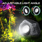 4 Pack Solar Rock Lights Outdoor, Angle Adjustable Solar Lights Outdoor Waterproof, LED Solar Garden Lights, Auto On/Off Landscape Lighting for Yard Pathway Patio Flower Bed - White Glow (Stone Gray)