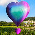 DJUAN 15in Large Heart Wind Spinner Garden Decor,Gifts for Women,Mom and Grandma,Mother's Day,Birthdays, Purple-Green Stainless Steel Hanging Yard Art Outdoor & Indoor Decorations