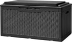 Devoko 100 Gallon Deck Box, Waterproof Outdoor Storage Box with Cushion (Black)