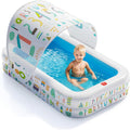 QPAU Baby Pool with Canopy, Inflatable Design, 65 x 39 in, Blue | Inflatable Design with Soft Cushioned Floor, Converts to a Ball Pit for Kids and Toddlers, for Indoor and Backyard Play