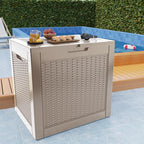 EasyUp 31 Gallon Outdoor Storage Box, Resin Waterproof UV-Resistant Deck Box, Reinforced Stability for Patio, Garden, and Poolside, Rattan Gray