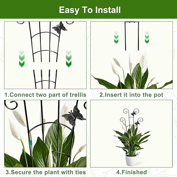 COOMIN 30'' Monstera Plant Support Outdoor, Metal Expandable Plant Supports for Indoor Plants, 2P Garden Trellis for Climbing Plants Indoor - Ivy, Pothos, Philodendron, Hoya