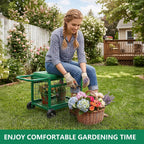 garden seat with wheels rolling garden stool heavy shown in use