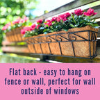 LaLaGreen Wall Mounted Planters - 24 Inch, 4 Pack Window Flower Boxes Basket Outdoor, Balcony Planter Over The Rail, Deck Railing Hanging with Coco Liners, Metal Horse Troughs Fence Patio Porch