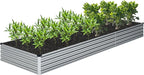 2PCS 12x4x1FT Galvanized Raised Garden Bed Kit,Vegetable Boxes-Rectangle Metal Flower Box,Large Planter Raised Beds Outdoor Garden for Planting,Fruit,Herb-Silver