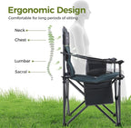 ALPHA CAMP Heavy Duty Camping Chair 500LBS Capacity, Oversized Folding Chair for Heavy People, Padded Portable Outdoor Chair with Cooler Bag & Cup Holder for Camping, Fishing, Beach