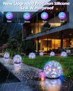 Coroor Garden Solar Ball Lights Outdoor Waterproof, 50 LED Cracked Glass Globe Solar Power Ground Lights for Path Yard Patio Lawn, Outdoor Decoration Landscape Colorful(2 Pack 4.7'')