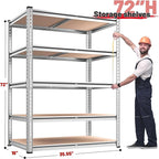 REIBII 2020LBS Garage Shelving Heavy Duty Metal Shelving 5 Tier Storage Shelves, Metal Shelves for Basement, Warehouse, Pantry, Closet, Kitchen, 72" H x 35.55" W x 16" D, Galvanized, 3 Pack
