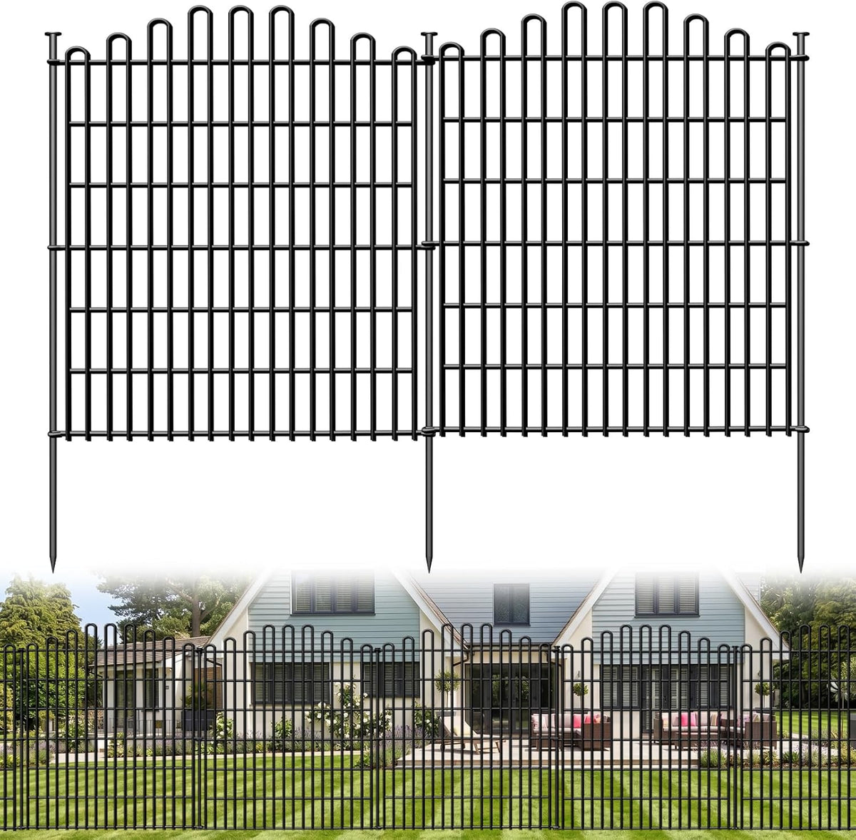 10 panels no dig decorative garden fence, dog, main product view