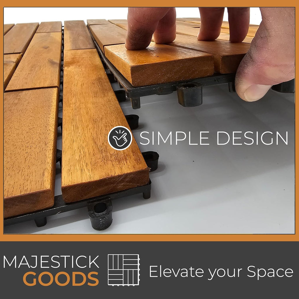 majestick goods 6-pack longboard acacia wood interlocking deck, front angle view
