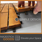 majestick goods 6-pack longboard acacia wood interlocking deck, front angle view