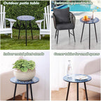 Party Zealot 1 Pack Metal Mosaic Round Side Table 13.4" Small End Table for Patio Round Accent Garden Corner Stand for Small Spaces Weather-Resistant for Balcony Plant Stand Indoor Outdoor