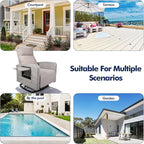 Outdoor Recliner Chair, Wicker Patio Recliners with Adjustable Backrest and Extended Foot Rest, Reclining Patio Chairs with Flip Table & Removable Cushion Cover for Porch