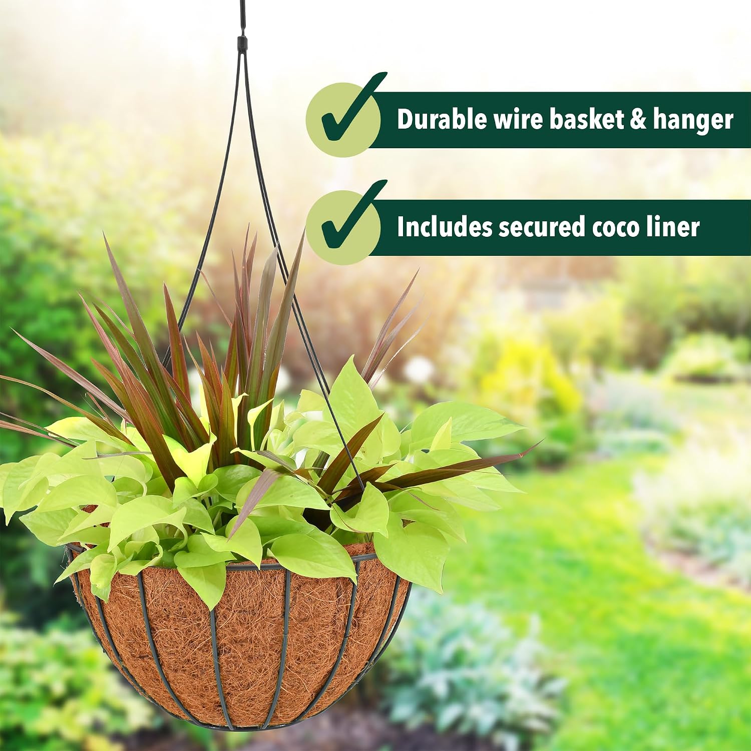 Arcadia Garden Products CB36 20" Black Grow Basket with Liner