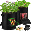 2 Pack 10 Gallon Potato Grow Bags with Pull-Down Harvest Window, Potato Bags for Growing Potatoes Heavy Duty Thickened Nonwoven Fabric Gardening Vegetable Growing Bags with Visible Window