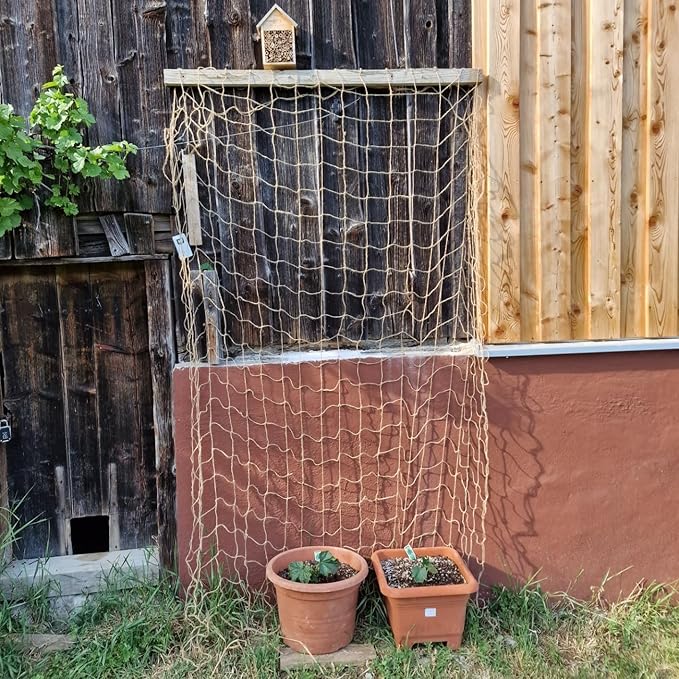 Jute Trellis Netting - Jute Netting for Garden, Heavy Duty Plant Support Netting for Climbing Plants, Cucumber, Vine, Fruits & Vegetables, Climbing Vining Plants (6.6 Ft x 9.8 Ft, 5.9 Inch Squares)
