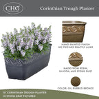 Classic Home and Garden Corinthian Trough Planter, 10", Bronze, Pack of 3