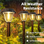 Solar Lights Outdoor, 6 Pack Metal Solar Pathway Lights, Heavy Duty Stainless Steel & Glass, Auto On/Off Waterproof Garden Lights for Driveway Landscape Walkway Yard Outdoor Decor (Warm White)