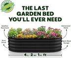 Plant & Plot Galvanized Raised Garden Beds Outdoor // 4×2×1 ft Planter Raised Beds for Gardening, Vegetables, Flowers // Large Metal Garden Box (Black) // Patented Tool-Free Design