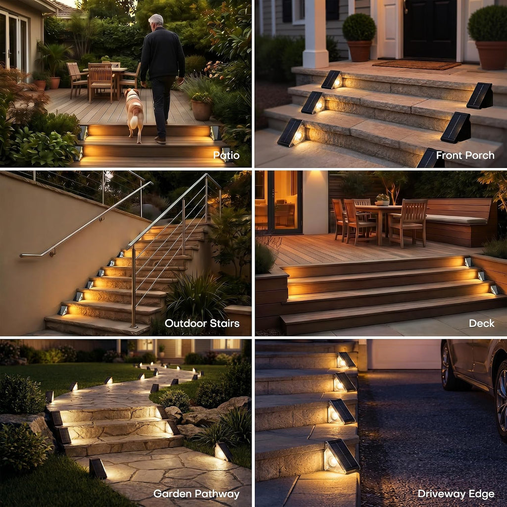 solar step lights 8 pack,solar deck lights outdoor, front angle view