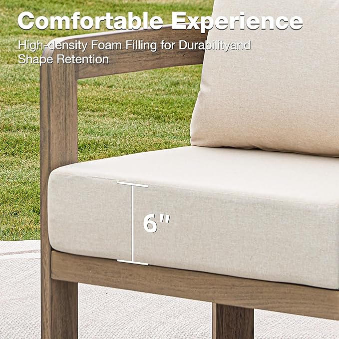 Patio Furniture Set, 4 Pieces Outdoor Furniture Patio Conversation Set with Washable Thick Cushions, Outdoor Couch Patio Sofa Set for Balcony, Porch, Backyard, Beige