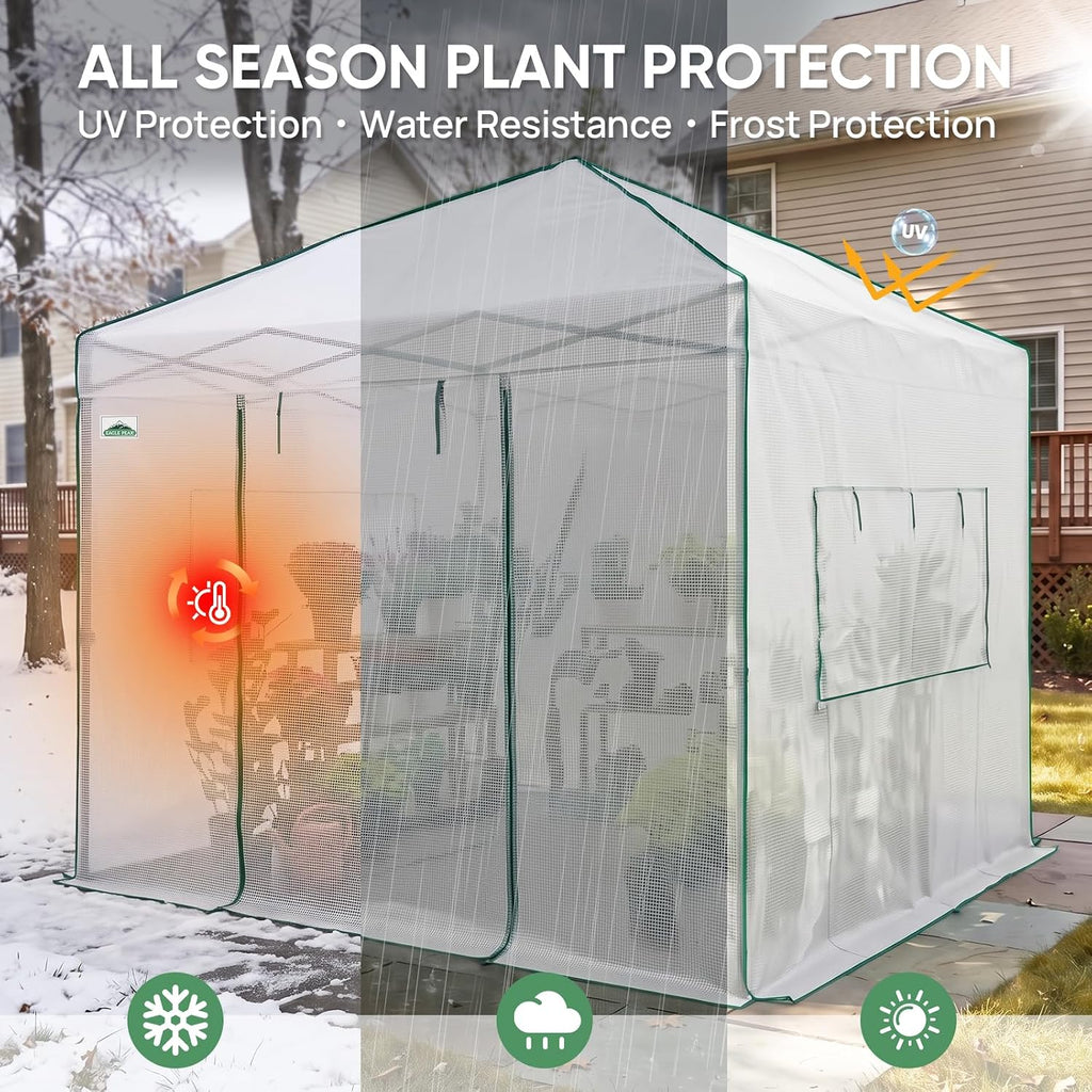eagle peak 10x10 portable walk-in greenhouse, pop-up indoor, front angle view