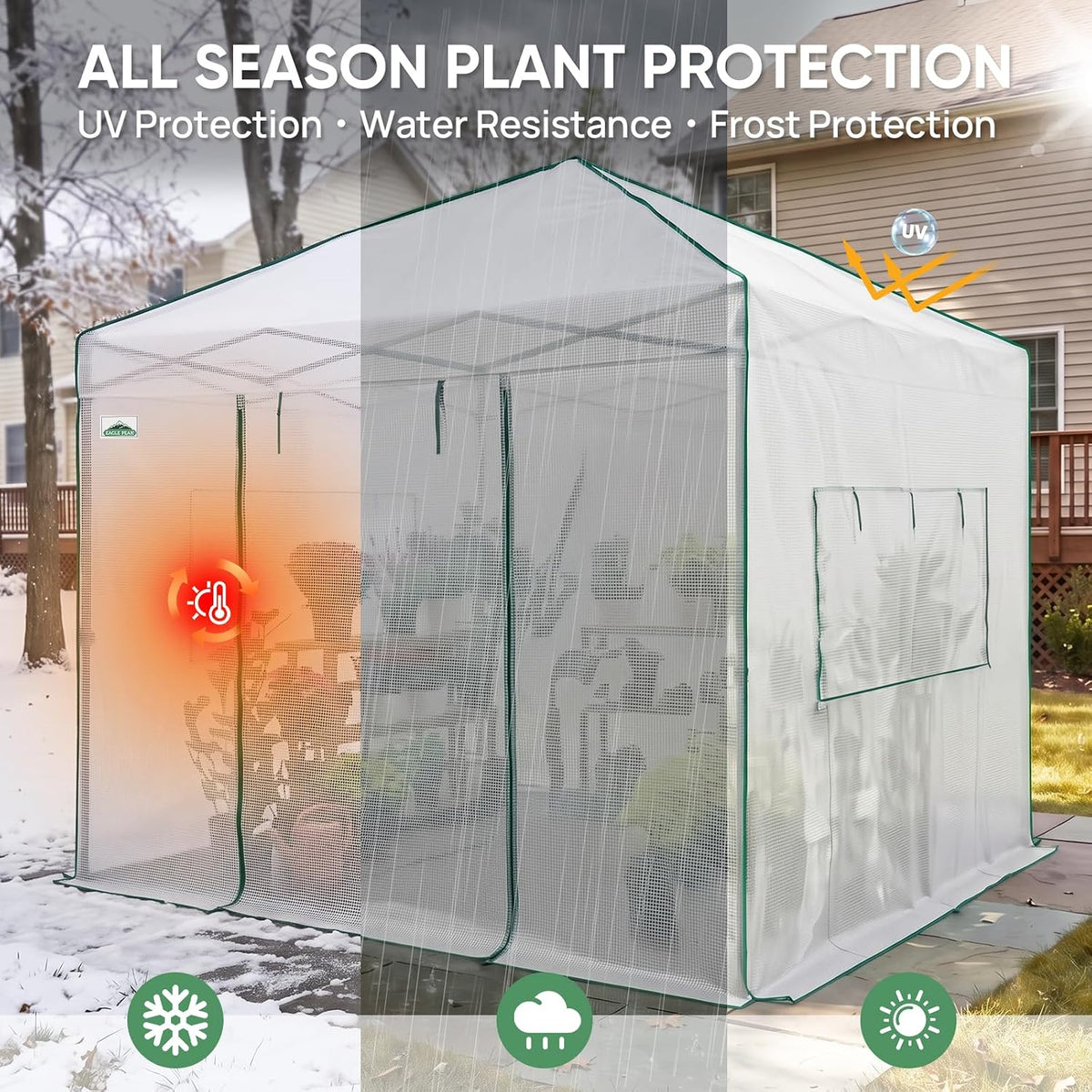eagle peak 10x10 portable walk-in greenhouse, pop-up indoor, front angle view