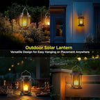 Solar Lantern Outdoor & Indoor Use – Hanging Solar Lights with Realistic Flickering Flameless Candle, Weatherproof for Gardens, Patios, Trees, and Lawns (Black + Gray, 1 Pack)