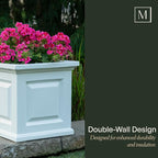 Mayne Nantucket 20-Inch Square Planter – Self-Watering, Weather-Resistant Planter for Flowers – Durable Outdoor Design for Patio, Porch, or Entryway