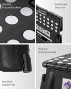 Delxo Folding Step Stool, 13 inch Non-Slip Foldable Stools Up to 300 LBS, Step Stool with Handle, Lightweight for Kitchen, Bathroom, Bedroom, Garden, Black, 1PC