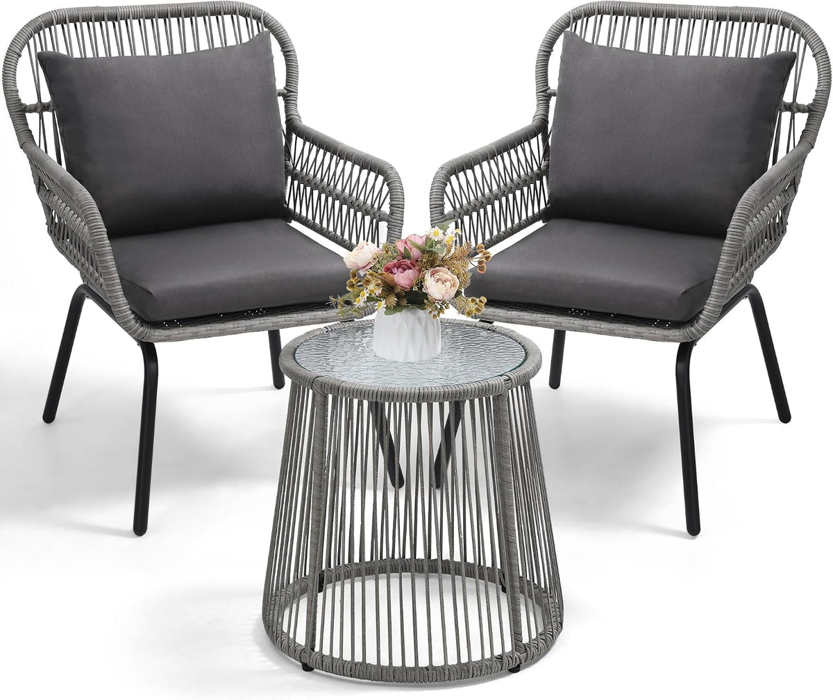 wildformers 3 pieces rattan wicker bistro set, patio, main product view