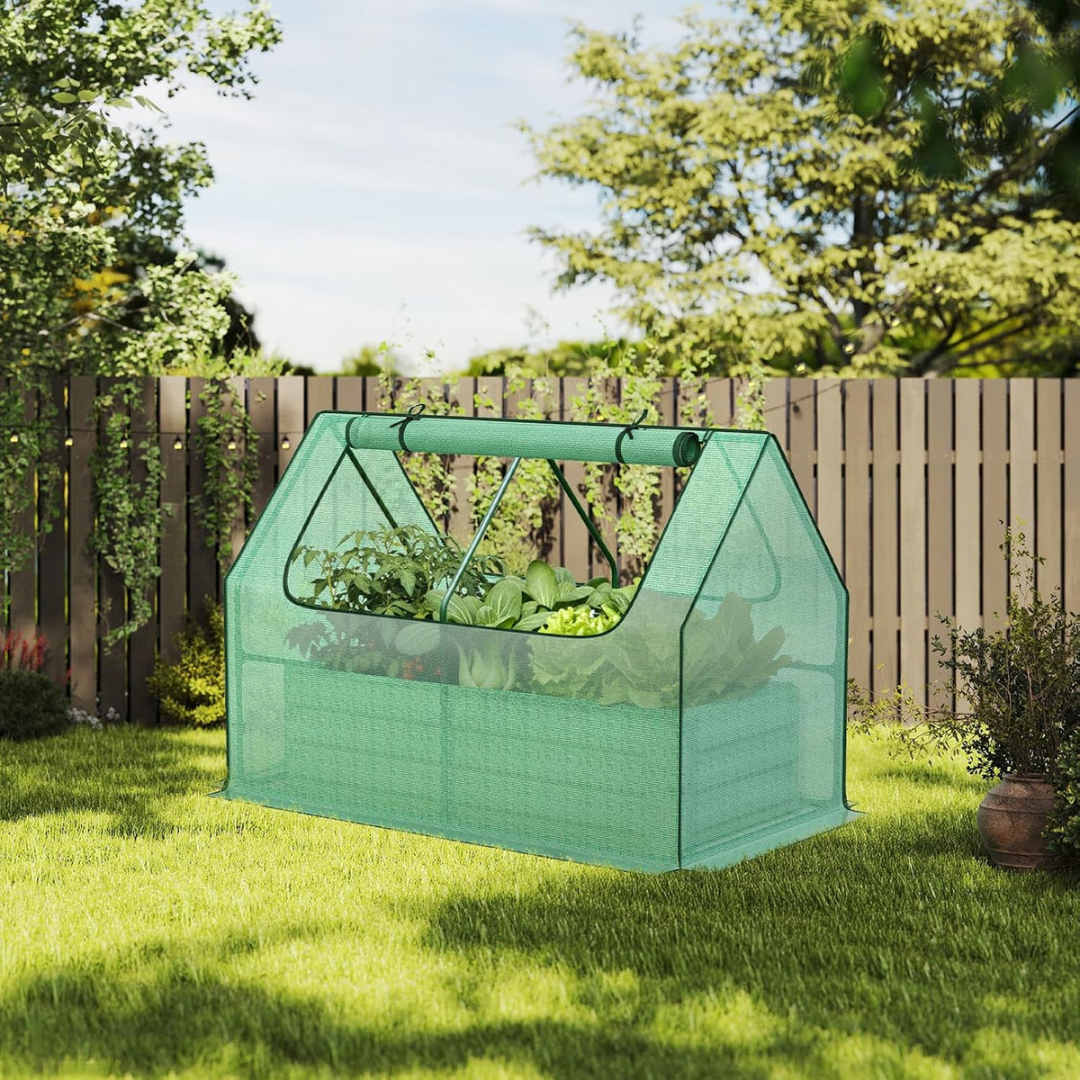 aoodor raised garden bed kit, 4x2x1 ft galvanized, front angle view