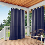TOWN & COUNTRY BASICS Cabana Solid Heavyweight Indoor Outdoor Curtains, Light Filtering Opacity with Grommet Top, Water Repellent, 2-Pack Set, 54"x96", Dark Navy