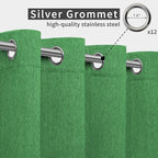 Easy-Going Linen Look Outdoor Curtains Waterproof Windproof Porch Curtains, Soft Thicken Outdoor Privacy Curtains for Patio, Gazebo, Grommet Top and Tab Bottom Drape, 1 Panel, 110x96 inch, Green