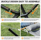 2 Person Outdoor Hammock with Stand, Cotton Rope Hammock with Polyester Pad, Adjustable Steel Frame, Portable with Carrying Bag – for Patio, Backyard, Garden, Beach, Urban-Gray