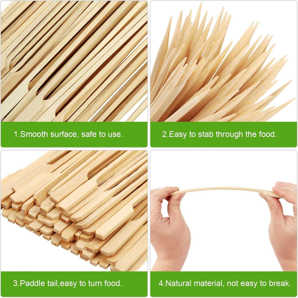 1200 PCS Bamboo Skewers for Appetizers, 3.5 Inch Toothpicks Cocktail Picks | Mini Food Sticks for Drinks, Fruit Kababs, Sausage, Barbecue Snacks, Natural Wooden Paddle Skewer, Charcuterie Accessories