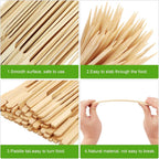 1200 PCS Bamboo Skewers for Appetizers, 3.5 Inch Toothpicks Cocktail Picks | Mini Food Sticks for Drinks, Fruit Kababs, Sausage, Barbecue Snacks, Natural Wooden Paddle Skewer, Charcuterie Accessories