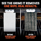Proud Grill Q-Swiper Easy-Clean Grill Cleaner Set, Grate Cleaning Solution | Set -1 Bristle-Free Brush with Scraper & 25 Moist Cleaning Wipes, Grease & Grime Remover for Outdoor Grilling, Safe on Grills