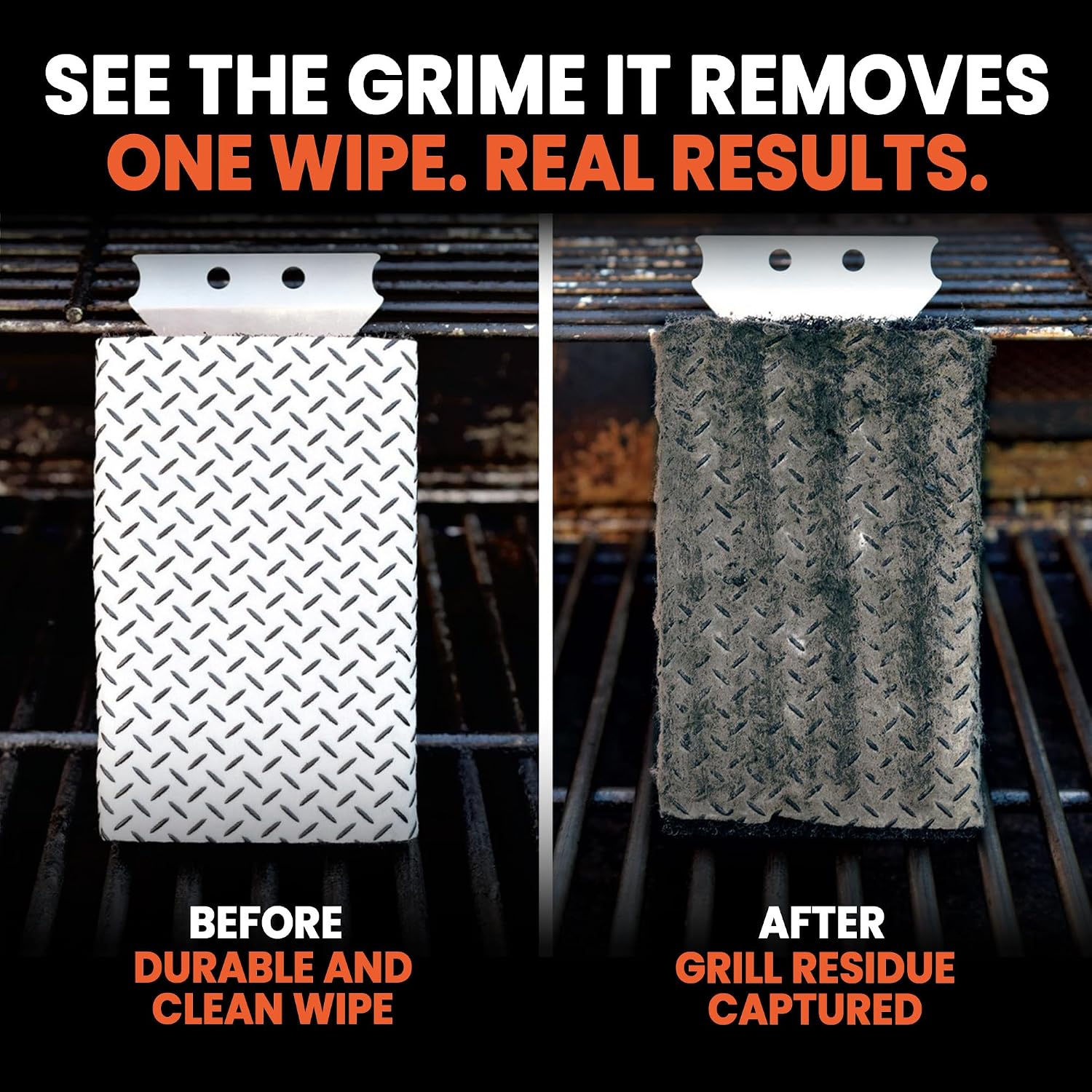 Proud Grill Q-Swiper Easy-Clean Grill Cleaner Set, Grate Cleaning Solution | Set -1 Bristle-Free Brush with Scraper & 25 Moist Cleaning Wipes, Grease & Grime Remover for Outdoor Grilling, Safe on Grills