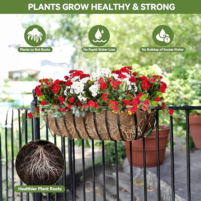 2Pcs Trough Coco Liner 36" Coco Coir Liners for Planters, Liners for Window Boxes Liners, Wall Basket Planters, Railing Hanging Baskets, Garden Planter Baskets