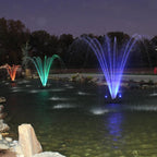 1/4 HP Floating Fountain & Aerator for Ponds and Lakes with 100 ft Cord | 3,000 GPH, 9 spray patterns, Color-changing LED lights, Energy-efficient 192W Pump, Protective Intake Screen