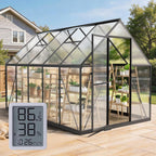 6x10ft greenhouse with hygrometer, windproof warm plant green, main product view