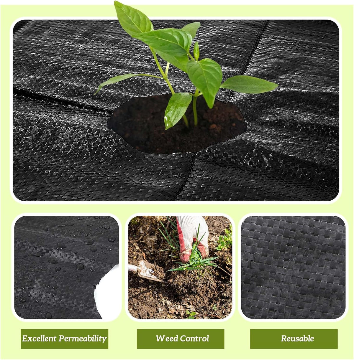 6.5 ft garden weed barrier landscape fabric with, package contents